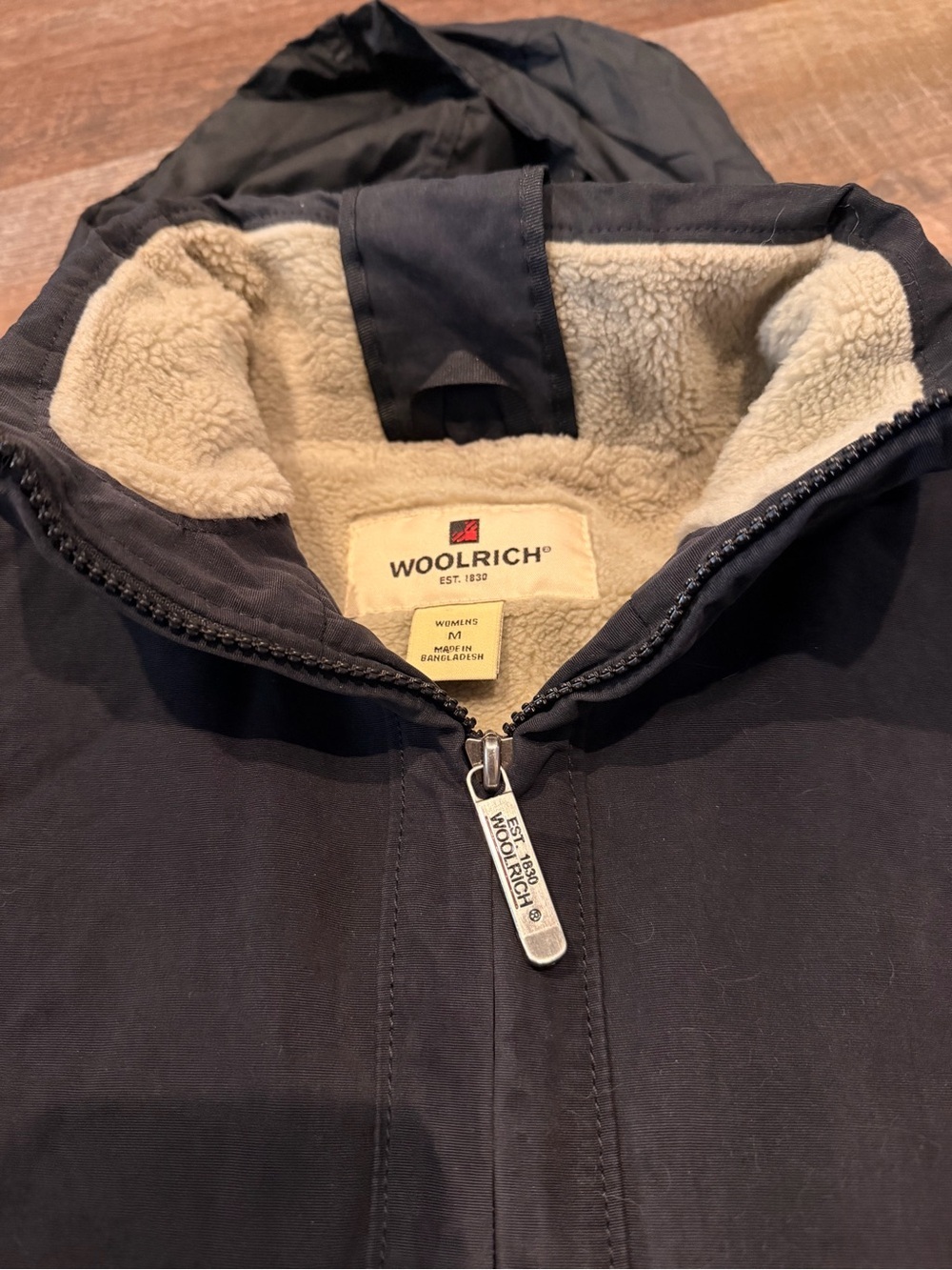 Woolrich Women’s Medium Black Fleece Lined Hooded Jacket Full Zip - Picture 4 of 7